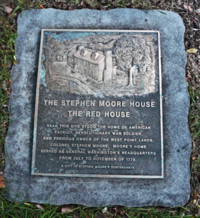 Plaque commemorating the location of the Moore House /Red House- Washington’s Headquarters - behind what is now the West Point Rugby Center